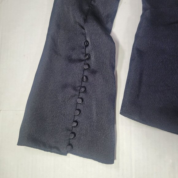 Joie Black Elegant Button-Front Satin Blouse With Bell Sleeves Size XS - Picture 9 of 9